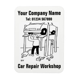 Workshop over reparatie van auto's Cartoon Magneet