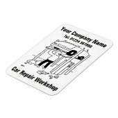 Workshop over reparatie van auto's Cartoon Magneet (Linkerzijde)