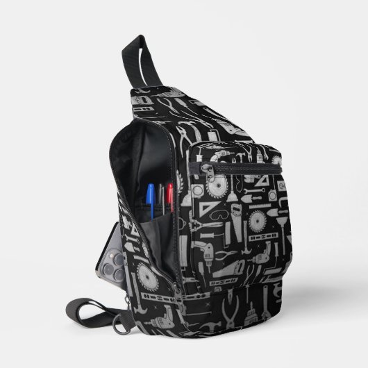Workshop over zwart en zilver sling bag (Open)