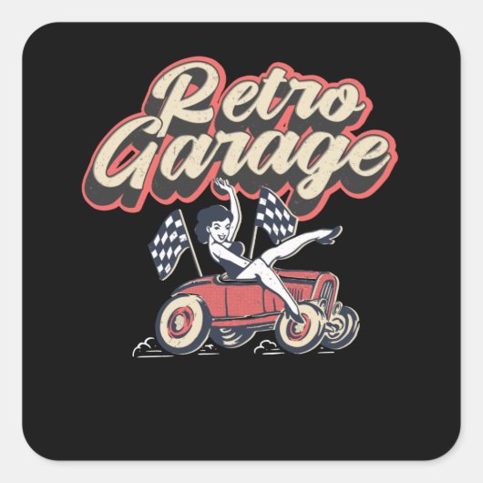 Workshop Retro Garage-auto-mechanische reparatie Vierkante Sticker (Voorkant)