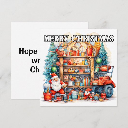 Workshop van de Kerstman | vrolijk kerstfeest Feestdagenkaart (Voorkant / Achterkant)