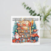 Workshop van de Kerstman | vrolijk kerstfeest Feestdagenkaart (Staand voorkant)