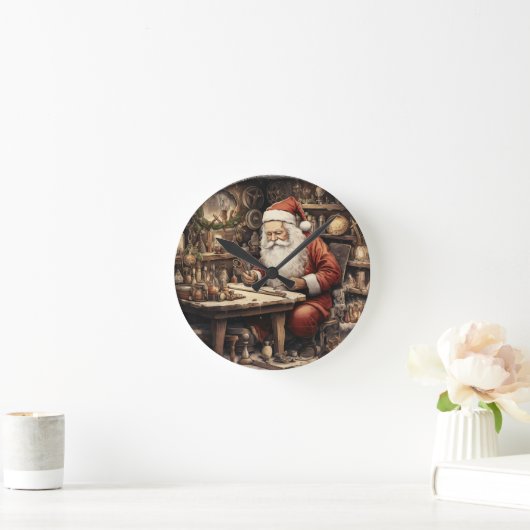 Workshop van de Kerstman Whimsy Ronde Klok (Huis)