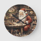 Workshop van de Kerstman Whimsy Ronde Klok (Voorkant)