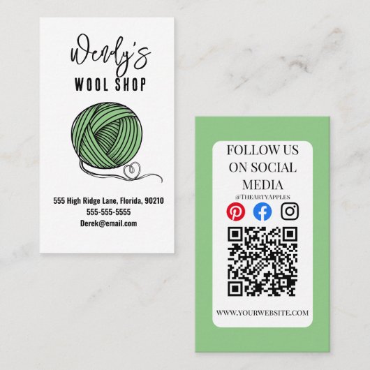 Workshop wol visitekaartje (Voorkant / Achterkant)