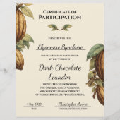 Workshopcertificaat voor Oude Donkere Chocolade (Voorkant)