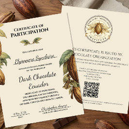 Workshopcertificaat voor Oude Donkere Chocolade