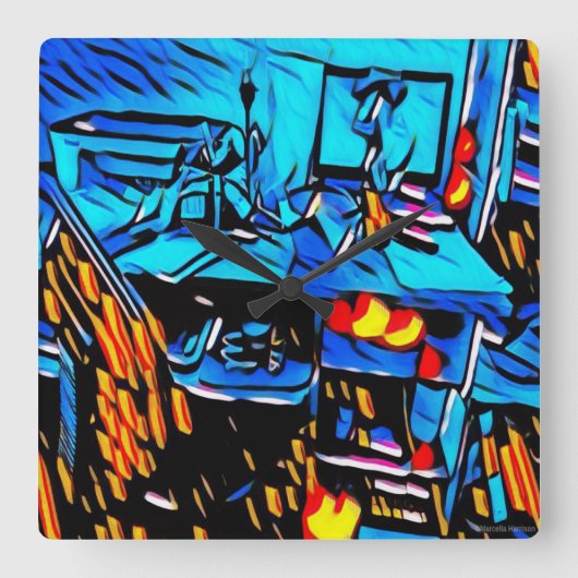 Workspace Lunch Art Vierkante Klok (Voorkant)