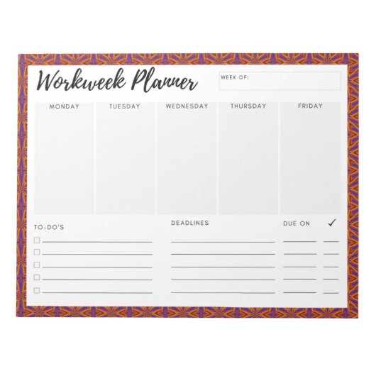 Workweek Planner Notitieblok (Voorkant)