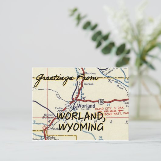 Worland Wyoming  Map Briefkaart (Staand voorkant)
