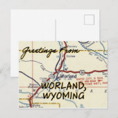 Worland Wyoming  Map Briefkaart (Voorkant / Achterkant)