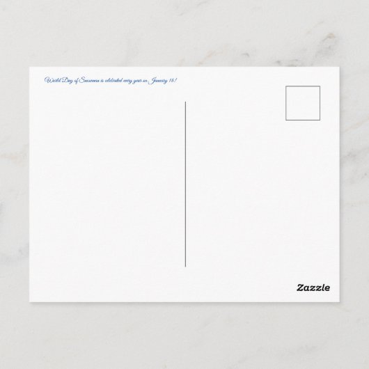 World2Celebrate: Happy World Day of Snowman! Briefkaart (Achterkant)