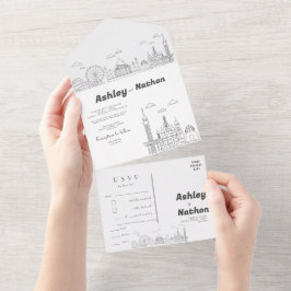 World Adventure Seven Wonder Typology Wedding All In One Uitnodiging