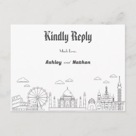 World Adventure Seven Wonder Typology Wedding Briefkaart