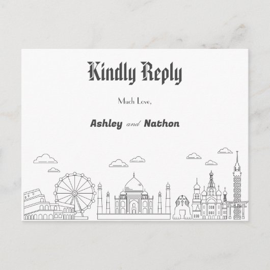 World Adventure Seven Wonder Typology Wedding Briefkaart (Voorkant)