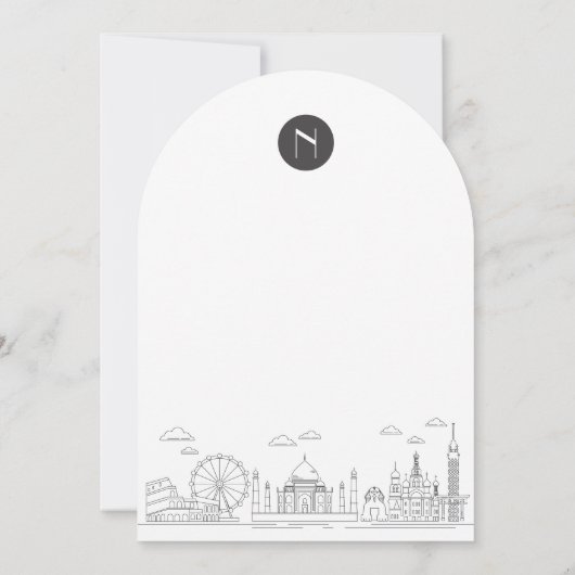 World Adventure Seven Wonder Typology Wedding Kaart (Achterkant)