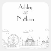 World Adventure Seven Wonder Typology Wedding Vierkante Sticker (Voorkant)