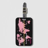 world airplane travel custom pink bagagelabel (Voorkant (verticaal))