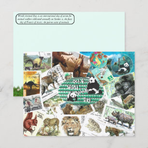 World Animal Day Briefkaart met postzegels