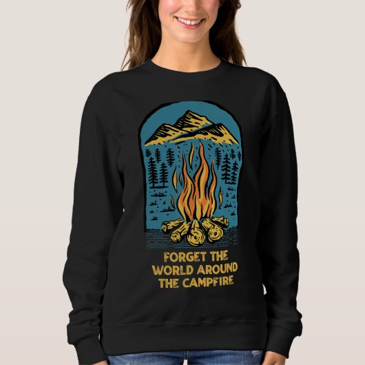 World Around The Campfire Camping Sayings Camper Q Trui (Voorkant)