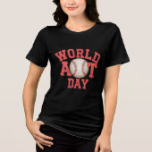 World Art Day Baseball Design Tri-Blend Shirt (Voorkant)