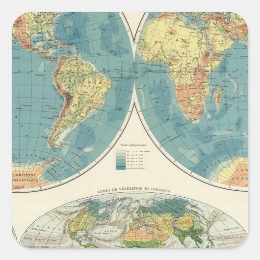 World Atlas Map 2 Vierkante Sticker (Voorkant)