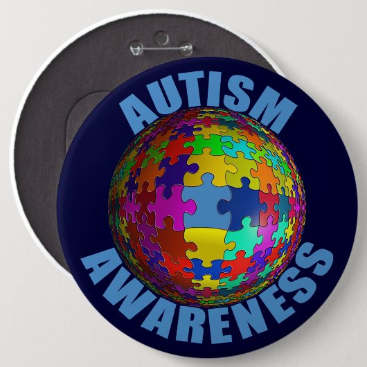 World Autism Awareness Button (extra groot) (Voorkant /achterkant)