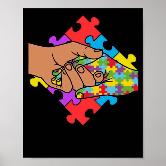 World Autism Awareness Colorful Holding Hands Poster (Voorkant)