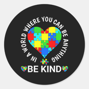 World Autism Awareness Day 2023 be kind autism Awa Ronde Sticker