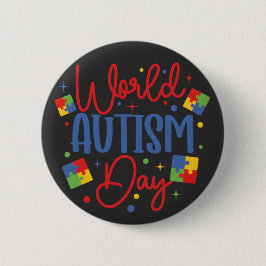 World Autism Awareness Day Colorful Puzzle Piece Ronde Button 5,7 Cm