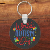 World Autism Awareness Day Colorful Puzzle Piece Sleutelhanger (Voorkant)