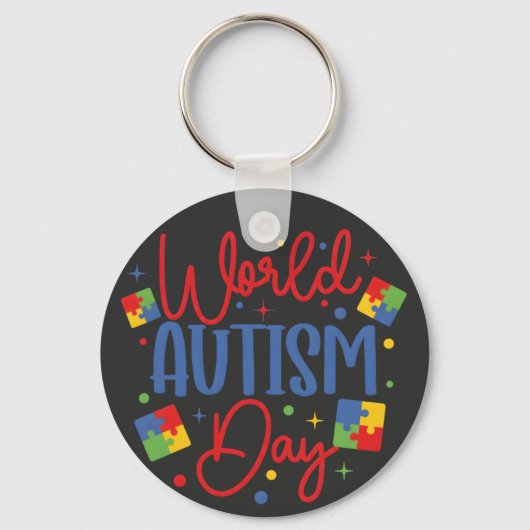 World Autism Awareness Day Colorful Puzzle Piece Sleutelhanger (Voorkant)
