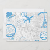 World Awaits Baby shower Invitation Blue Briefkaar Kaart (Achterkant)