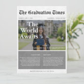 World Awaits Classic Newspaper Afstuderen Foto Kaart (Staand voorkant)