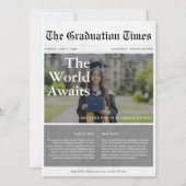 World Awaits Classic Newspaper Afstuderen Foto Kaart (Voorkant)