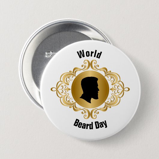 World Beard Day Silhouette Button (Voorkant /achterkant)