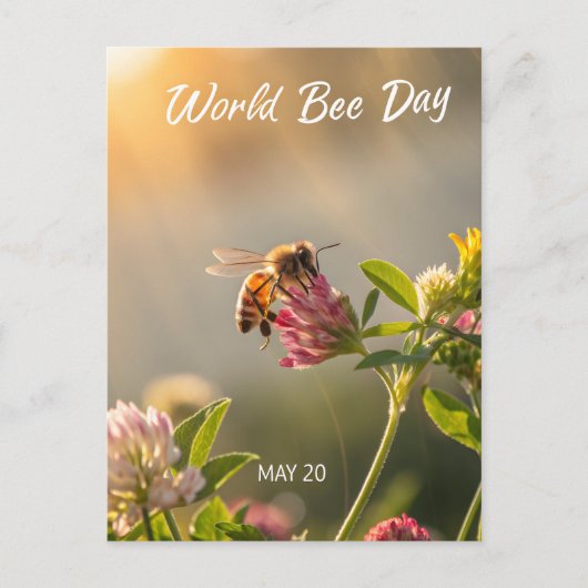 World Bee Day Honeybee Floral Art Feestdagenkaart (Voorkant)