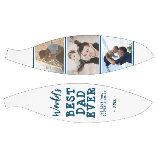 World Best Dad Blue 3 Photo Collage Keepslag Basketbal (Panelen)