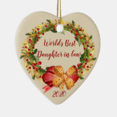 World Best Daughter Inlaw Antiek Krans Kerst Keramisch Ornament (Rechts)