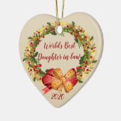 World Best Daughter Inlaw Antiek Krans Kerst Keramisch Ornament (Links)