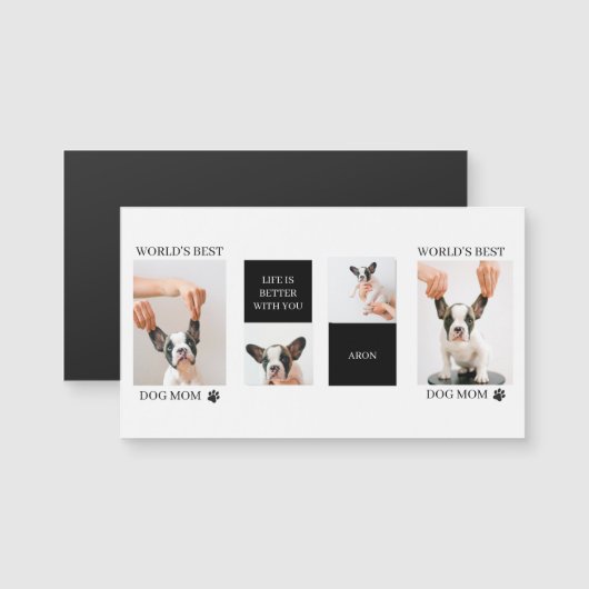 World Best Dog Mam | Collage Dog Foto (Voorkant / Achterkant)