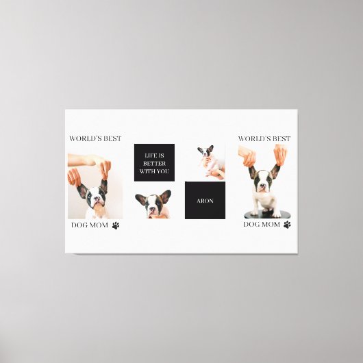 World Best Dog Mam | Collage Dog Foto Canvas Afdruk (Voorkant)