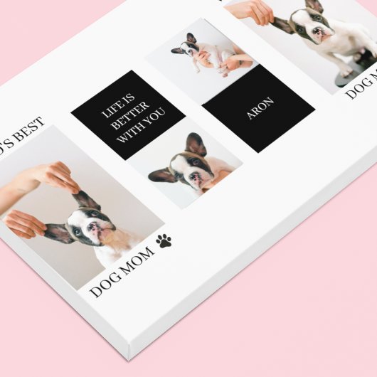 World Best Dog Mam | Collage Dog Foto Canvas Afdruk