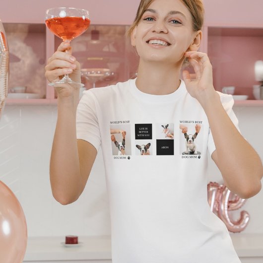World Best Dog Mam | Collage Dog Foto T-shirt