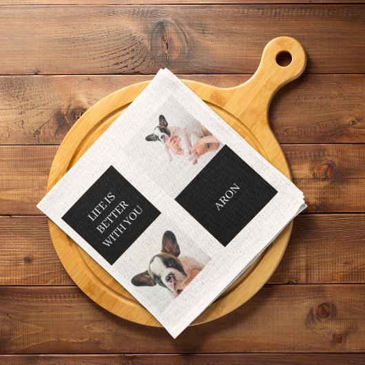 World Best Dog Mam | Collage Dog Foto Theedoek