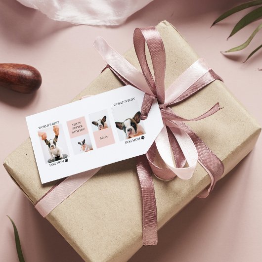 World Best Dog Mam | Foto van collage | Pastel Roz Cadeaulabel