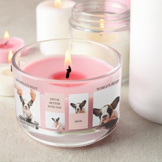 World Best Dog Mam | Foto van collage | Pastel Roz Rechthoekige Sticker