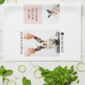 World Best Dog Mam | Foto van collage | Pastel Roz Theedoek (Gevouwen)