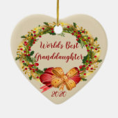 World Best Granddaughter Antique Wreath Christmas Keramisch Ornament (Achterkant)