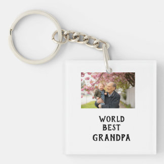 World best Grandpa photo name father's day grandpa Sleutelhanger
